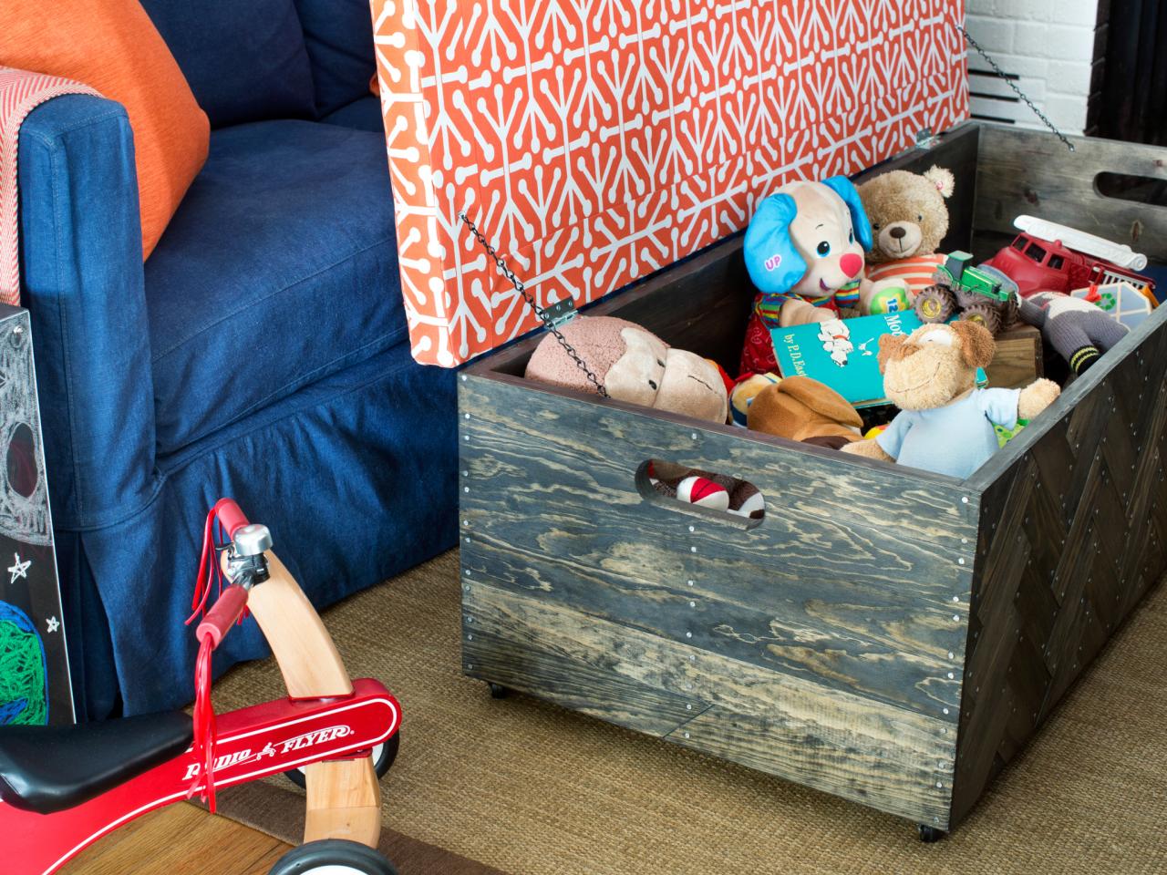 Make A Herringbone Wood Toy Box Storage, Living Room Toy Storage Box