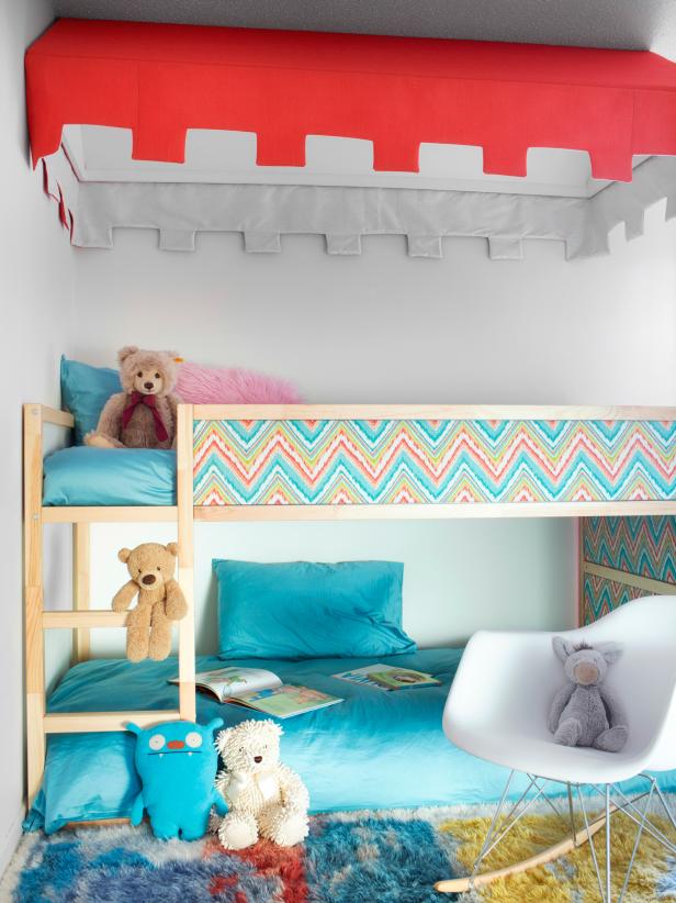 Contemporary Kids' Room With Bunk Bed and Eames Rocking Chair