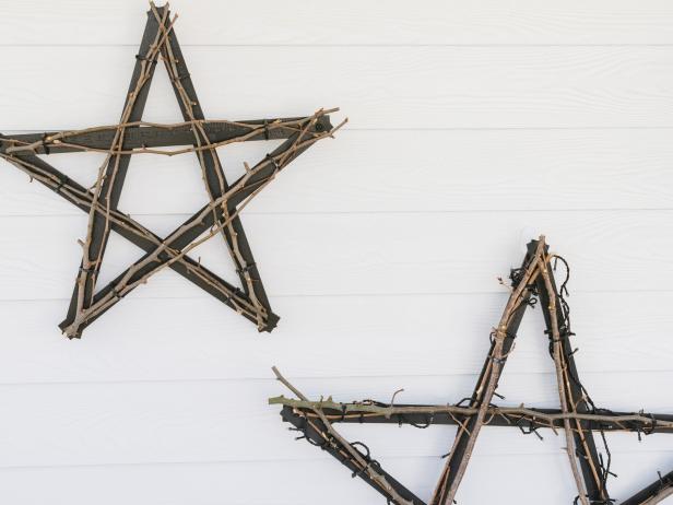 North Star Wall Hanging With Yardsticks, Large Wooden Decorative Stars