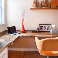 Contemporary Office With Reclaimed Wood Desk