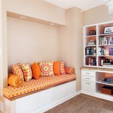 Office Nook With Orange Bench 