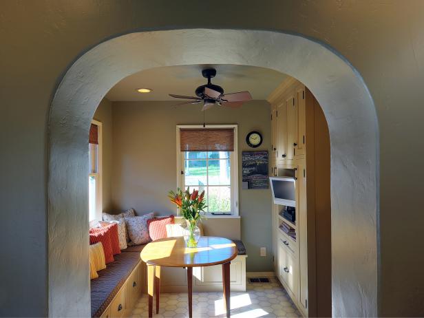 Gray Mediterranean Breakfast Nook With Banquette Gray Mediterranean Breakfast Nook With Banquette