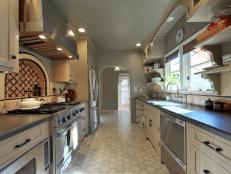 Gray Mediterranean Galley Kitchen