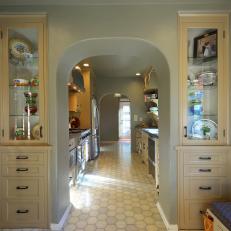 Gray Mediterranean Kitchen With Arched Doorway