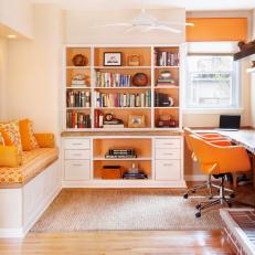 Home Office With Pops of Orange