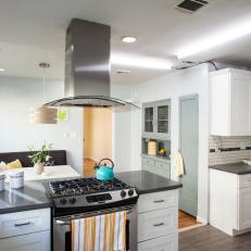 Traditional White Kitchen with Stainless Steel Range Hood