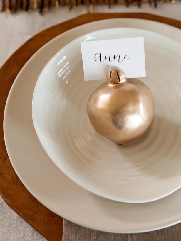 Easy-to-Craft Golden Pomegranate Place Cards