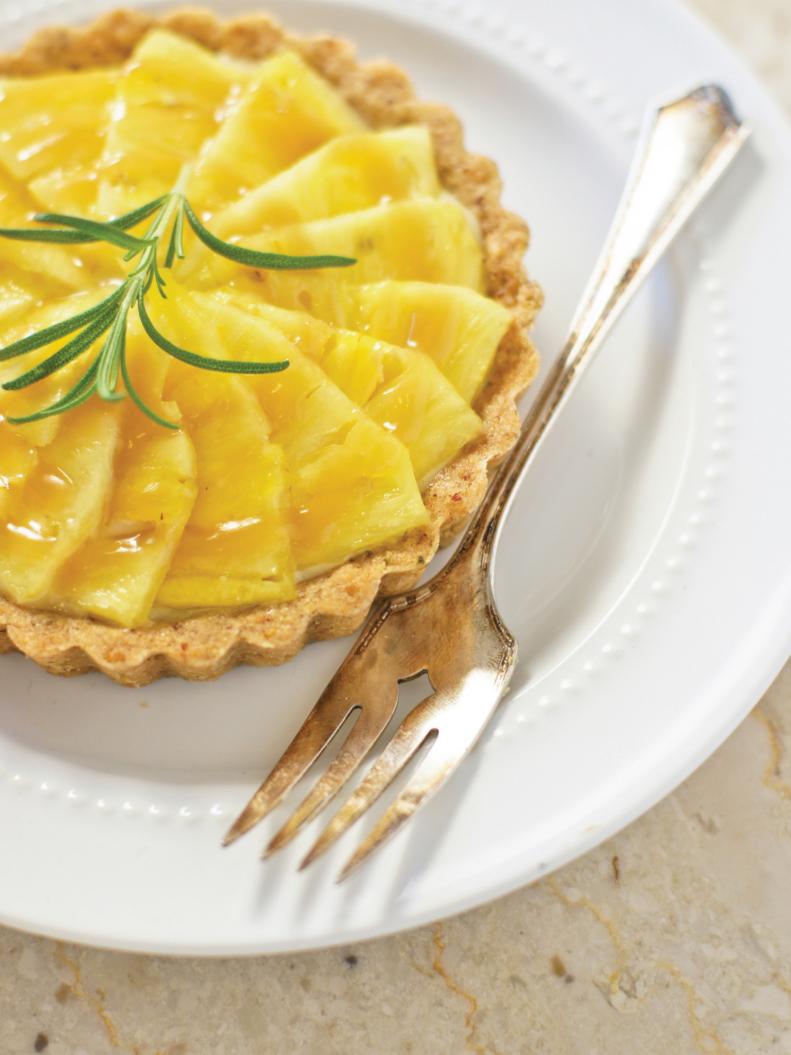 Beautiful pineapple tart on white plate