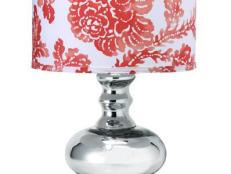 Mercury glass lamp with coral floral shade
