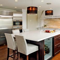 Contemporary White Kitchen With Large Island 