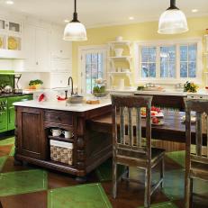 Colorful Vintage Kitchen with Green Range
