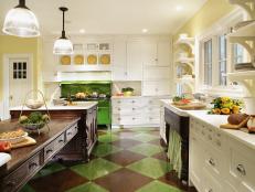 Traditional kitchen with rustic island and sink