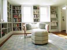 Home Library With White Sofa 