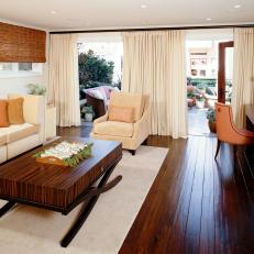Contemporary Living Room with Zebrawood Coffee Table 