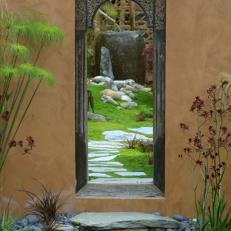 Ornate Mirror in a Japanese Zen Garden