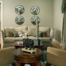Elegant Living Room With Accent Mirrors