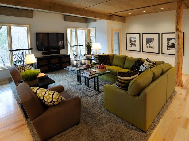 Green Contemporary Living Room | HGTV