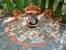 Brick and Stone Fire Pit Patio