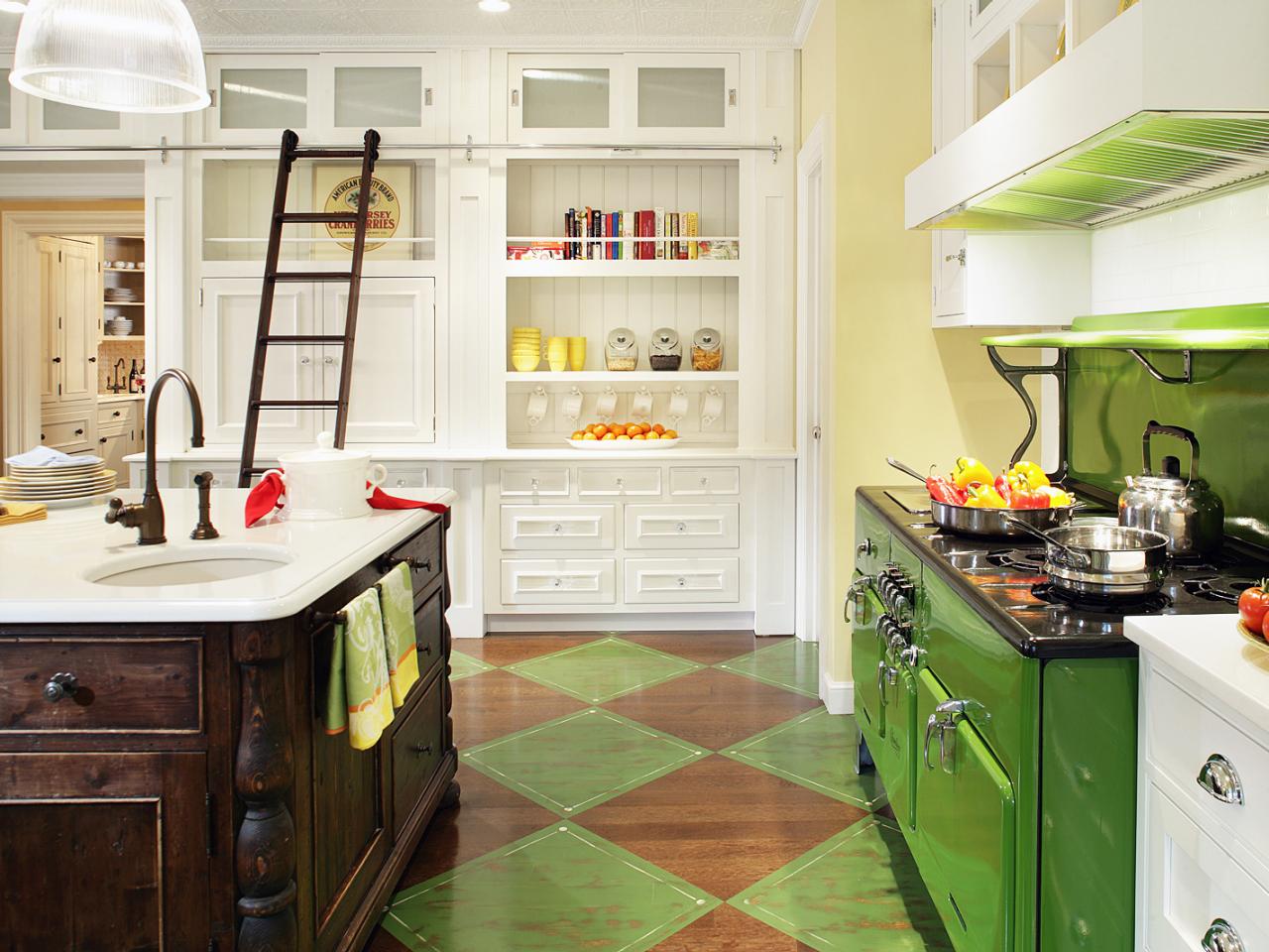 Vintage Yellow and Green Kitchen | HGTV