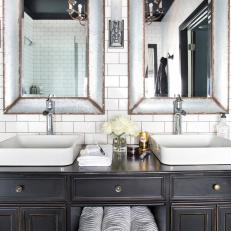 Black And White Transitional Bathroom Photos Hgtv Black And White Transitional Double Vanity Bathroom