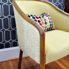 Yellow Armchair in Wallpapered Dining Room