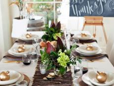 Thanksgiving Table Setting With Decorative Chalkboard