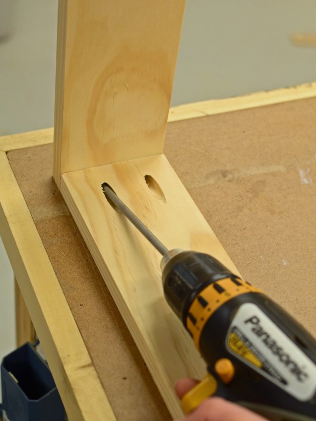 drilling to assemble top and sides of cornice for shower curtain