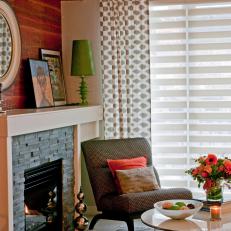 Multicolored Eclectic Living Room With Fireplace