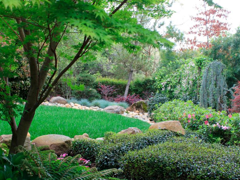 Lush Border Garden With Asian Style