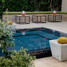 Patio With Swimming Pool and Built-In Outdoor Seating