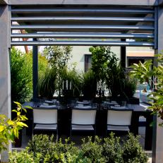 Dark Gray Outdoor Pergola and Dining Table
