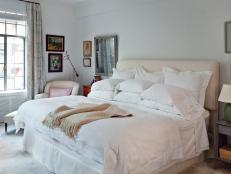 Neutral Transitional Bedroom With Fluffy Bedding