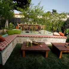 Balinese-Inspired Outdoor Lounge With Sectional Bench