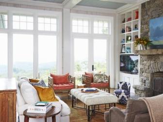 Living Room With White Linen Sofa and Additional Seating 
