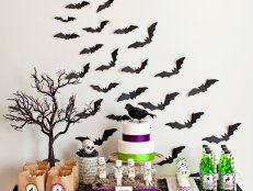 Halloween Dessert Table With Bat Decor