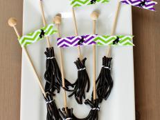 Witches Brooms Made From Black Licorice and Wooden Sticks