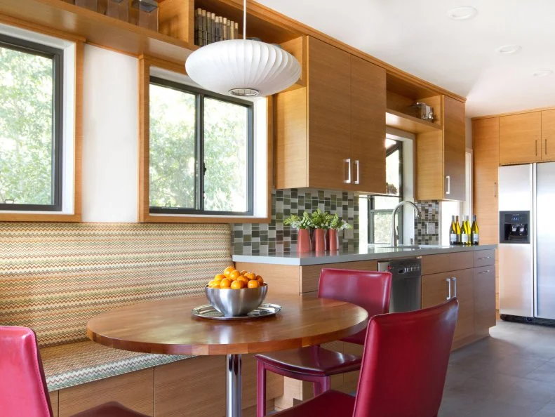 Banquette Breakfast Area in Contemporary Kitchen Contemporary Kitchen With Breakfast Area