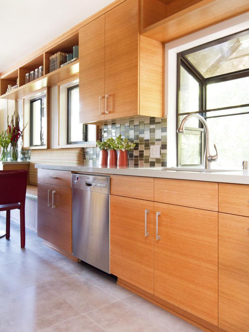 Kitchen with Contemporary Wood Cabinets