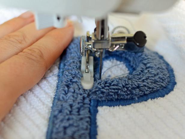 Sewing Letter on Bath Towel