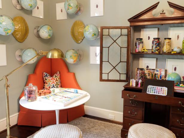 Orange Corner Seat And Child S Craft Table Hgtv