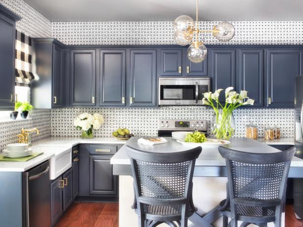 Updated Kitchen With Neutral Gray Cabinets and Cherry Wood Floors