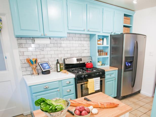 Turquoise Kitchen Island - Contemporary - kitchen - Benjamin Moore Lookout  Point - Lauren Shadid Architecture