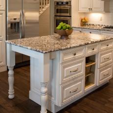 Traditional White Kitchen With Granite Countertops