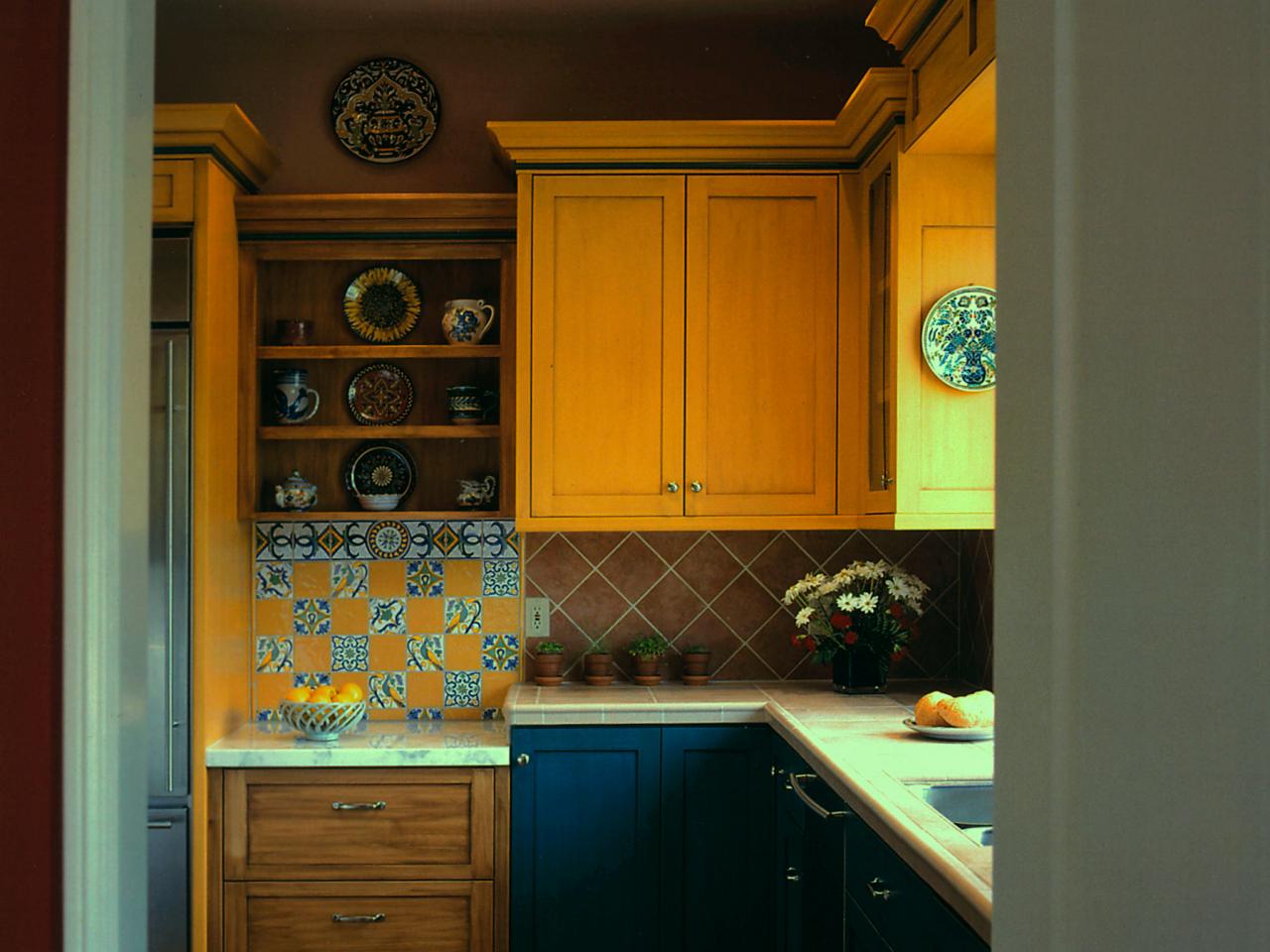 Green kitchen inspo. DIY Mediterranean & Spanish style kitchen. Green  cabinets with metal accents.