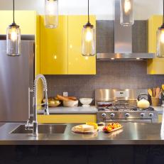Modern Kitchen With Glossy Yellow Cabinets