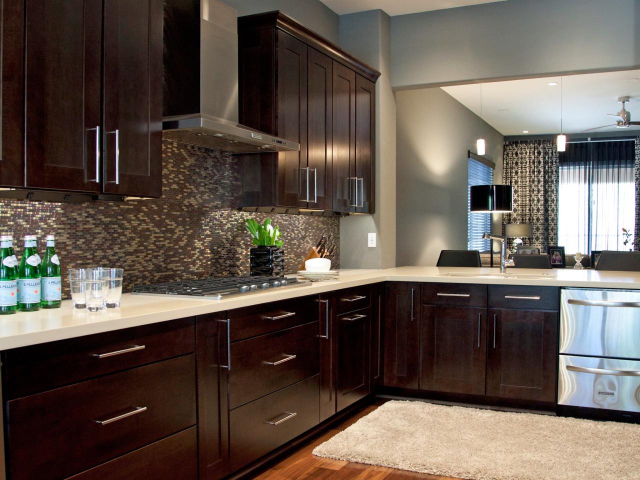 Espresso Kitchen Cabinets Pictures, What Color Hardware For Brown Kitchen Cabinets