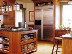 Kitchen Island with Stainless Refrigerator