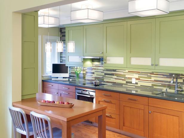 Green Cabinet Contemporary Kitchen 
