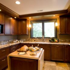 Traditional Brown Kitchen With Granite Countertop