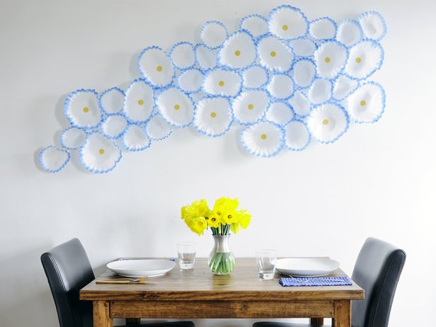 Coffee Filters Displayed in Flower Pattern on Wall